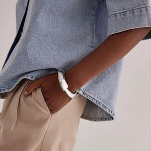 New! Anthropologie Silver Chunky Cuff Bracelet NWOT
